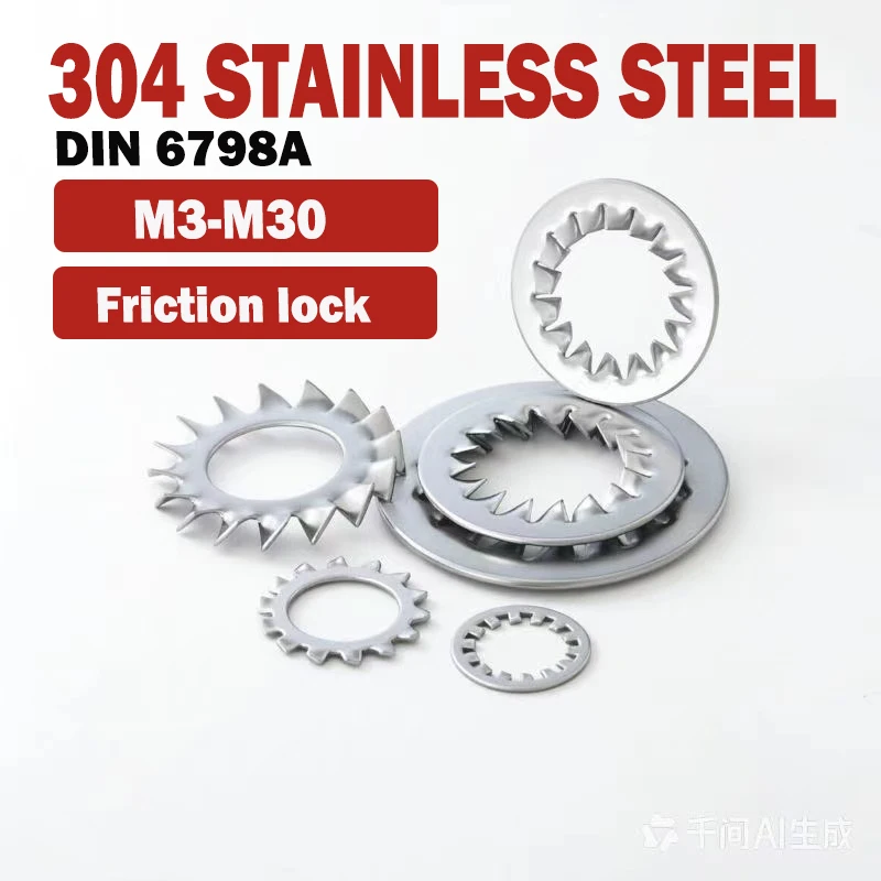 304 stainless steel lock washer external serrated pad M3 M4 M5 M6 M8 M10 M12 M14 M16 M18 M20-M30External Multi Tooth Lock Washer