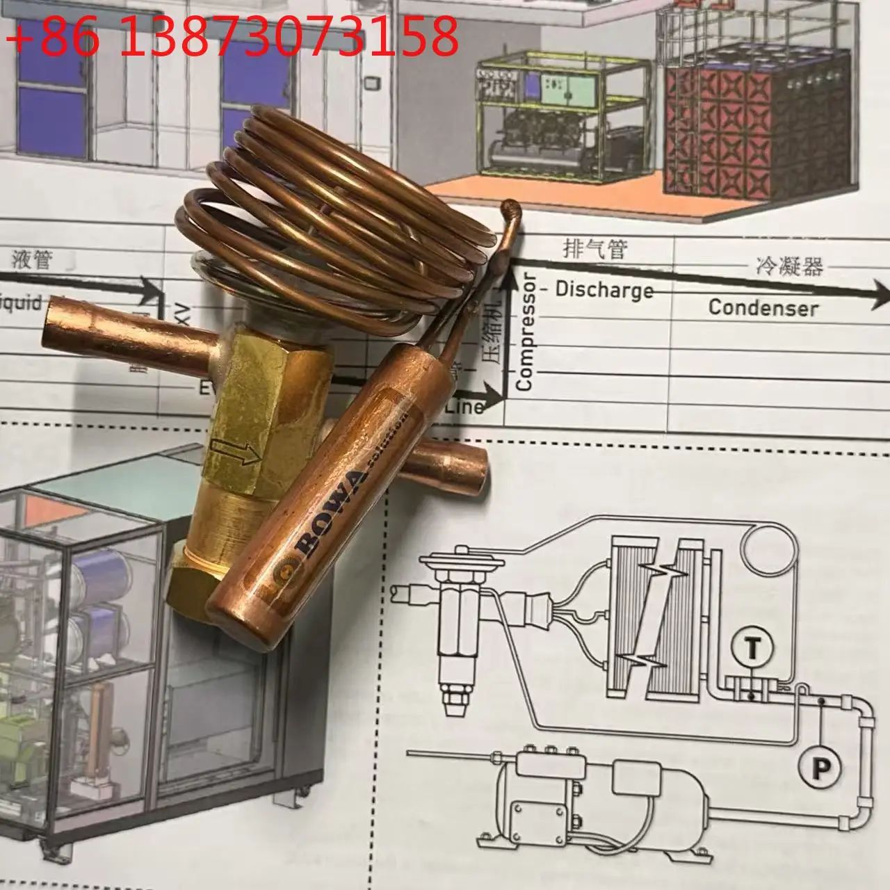 Válvula de expansión termostática de gas natural R600a compatible con compresores de 5~9cc/rev, reemplaza el tubo capilar de restricción en refrigeradores