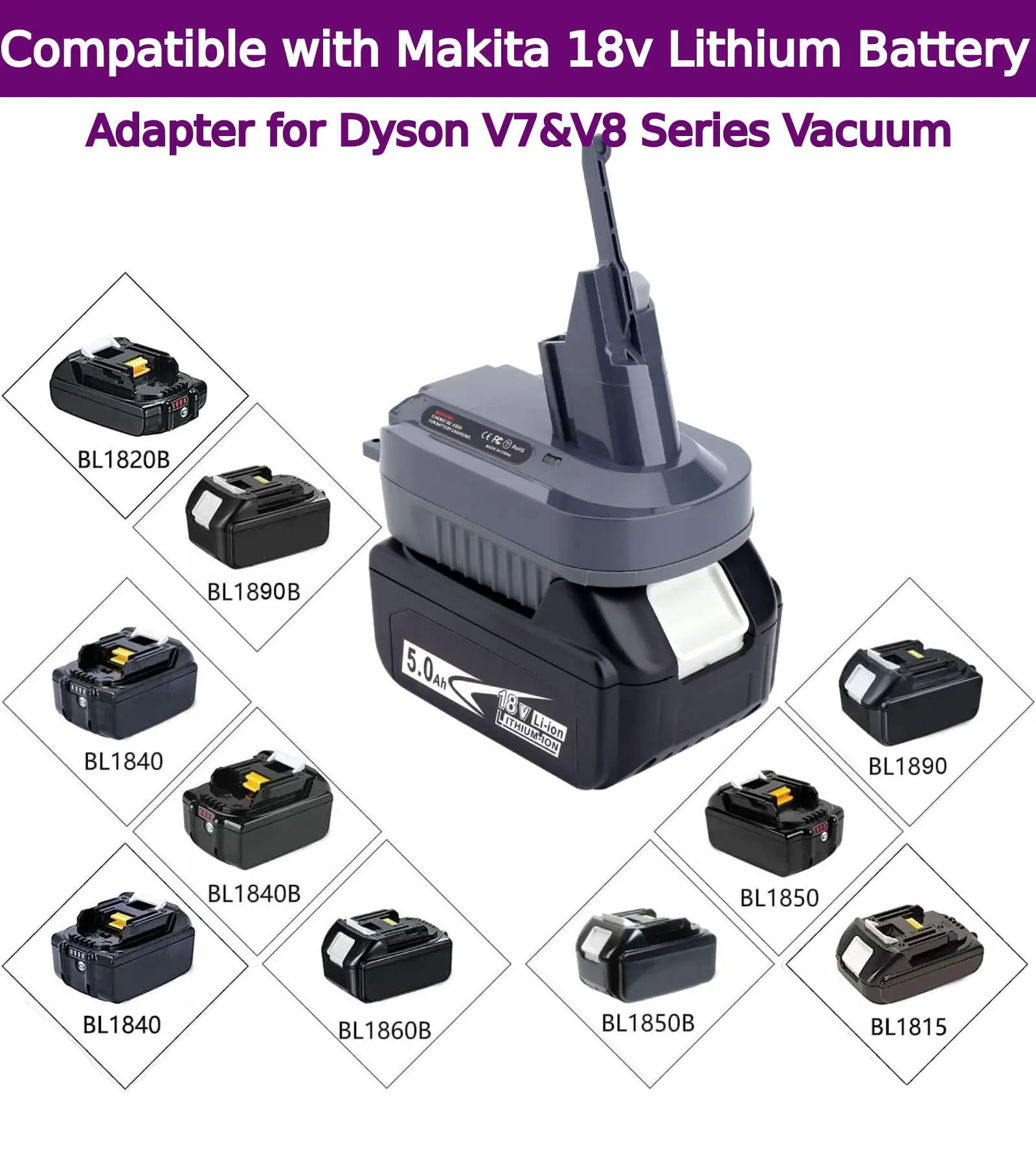 HAKSINKY MT18DSV7V8 Battery Adapter Compatible for Makita 18V Lithium Battery Converted To Replace for Dyson V7/V8 Battery