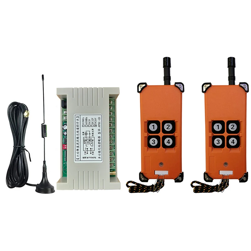 433mhz DC 12V 24V 4CH 4 Channel 30A RF Wireless Remote Control System Receiver Transmitter Universal power industrial 200-3000m