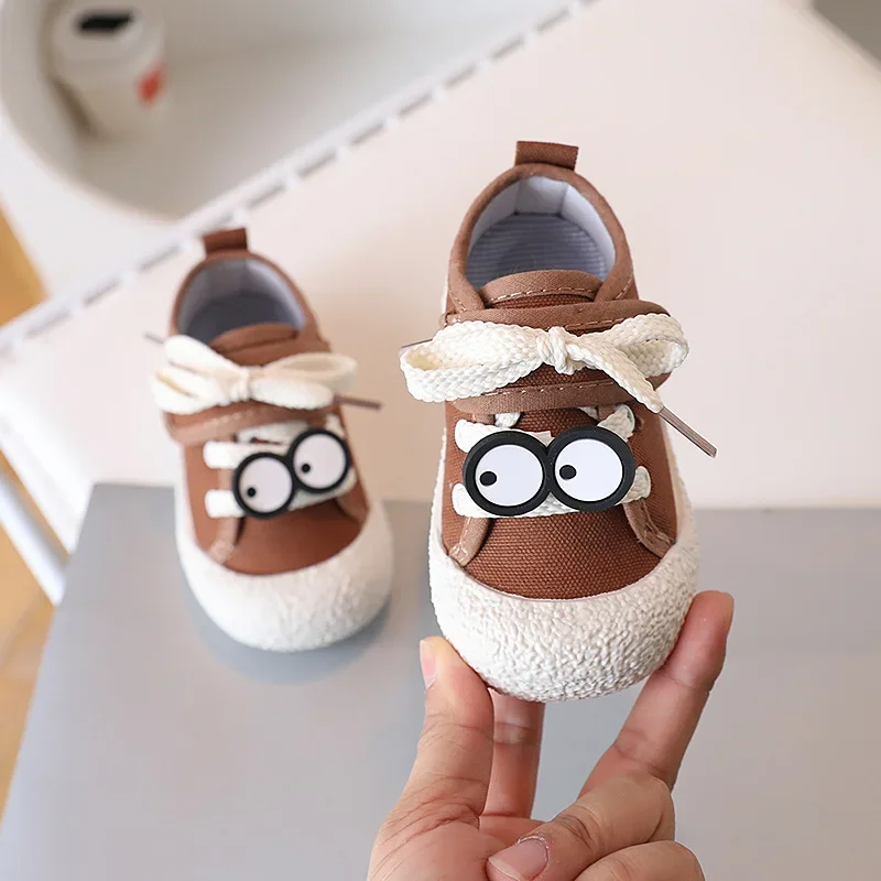 Children Canvas Shoes Soft Bottom Anti Slip Kids Casual Shoes Toddler Breathable Walking Shoes Cute Cartoon Girls Boys Sneakers