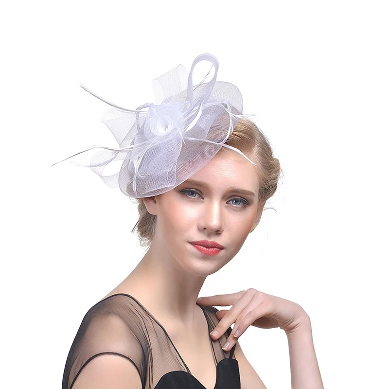 Elegant Fascinators Hat for Women Tea Party Headband Kentucky Derby Wedding Cocktail Flower Mesh Feathers Hair Clip