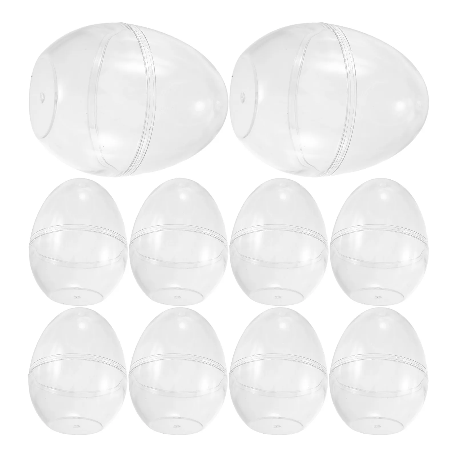 

12Pcs Clear Plastic Fillable Easter Eggs Transparent Flat Bottom for Candy Packaging Small Gifts Party Favors Decorations