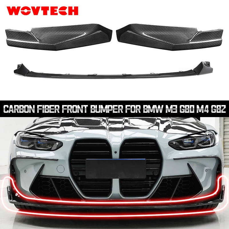 

3pcs/set Carbon Fiber Front Bumper Lip Chin Guard Protector Splitters MP-style Spoiler for BMW M3 G80 M4 G82