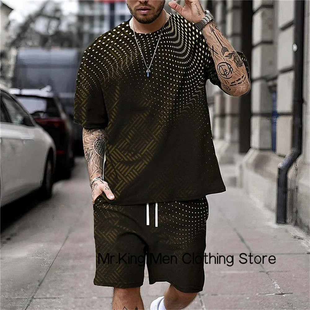 

Men's 3D Printed T-shirt Suit Summer Men's Retro Fashion Short-sleeved Shorts Suit Casual Vacation Beach Style Men T-shirt Suit