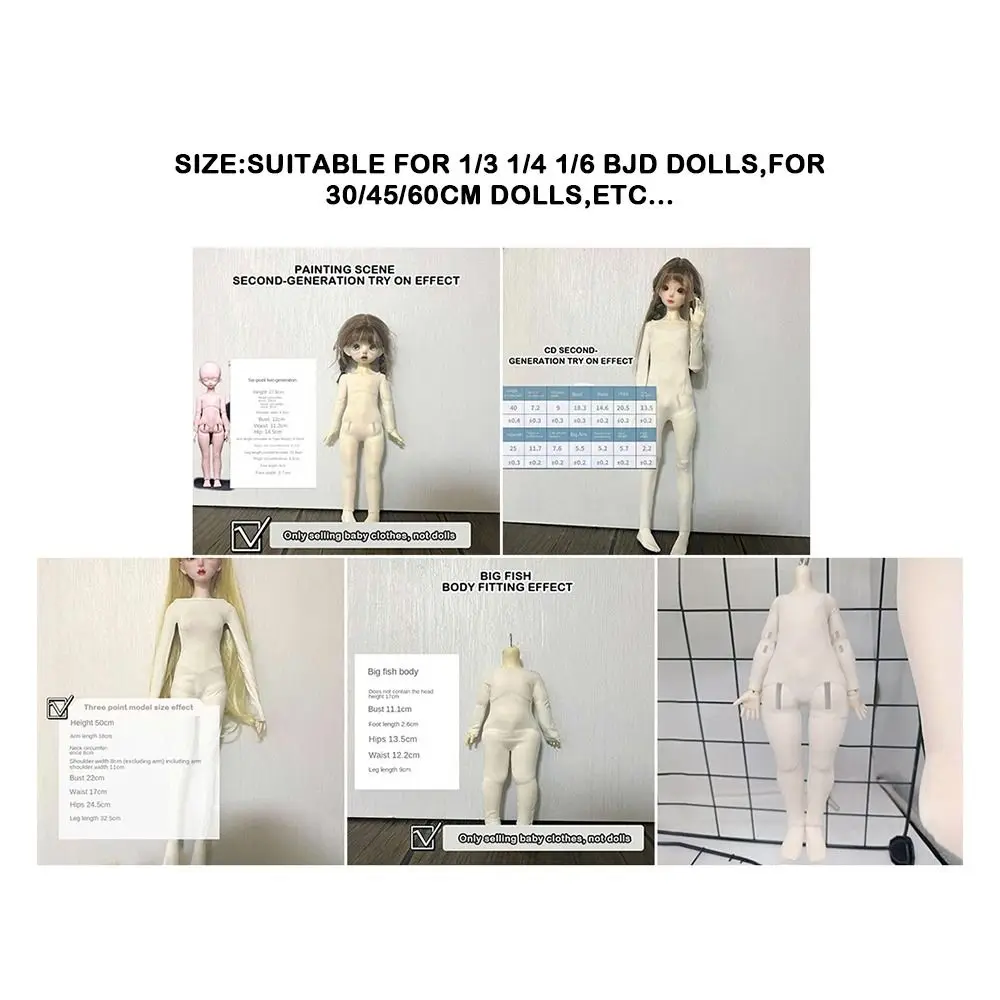 ใหม่น่ารักผ้าฝ้ายสีขาวชุดนอนสำหรับ 1/3 1/4 1/6 ตุ๊กตา BJD จั๊มสูทยืดหยุ่นเสื้อผ้าสำหรับตุ๊กตา 30/45/60 ซม. DIY อุปกรณ์เสริม