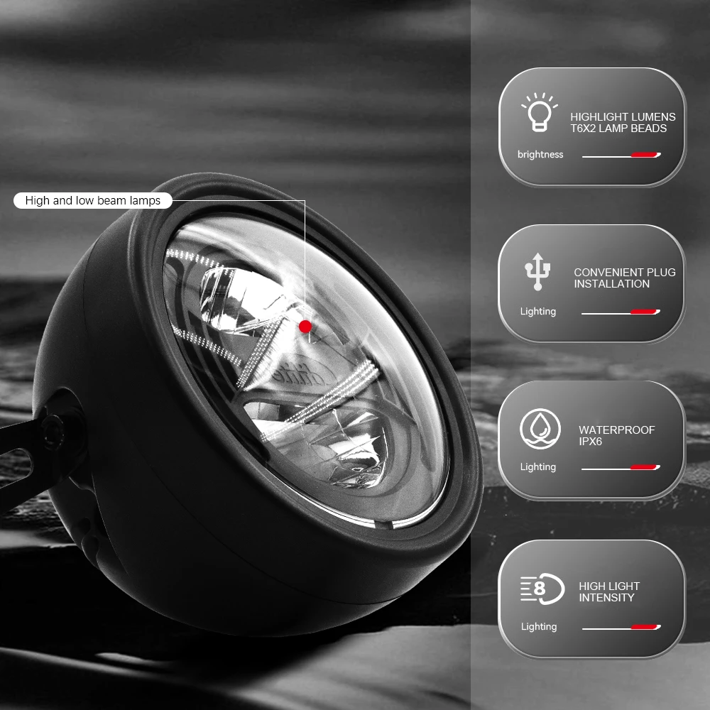 E-الدراجة العلوي DH009 12 فولت-48 فولت 2pin SM مقاوم للماء التوصيل دراجة كهربائية دراجة نارية LED الجبهة ضوء ليلة آمنة ركوب الملحقات #6