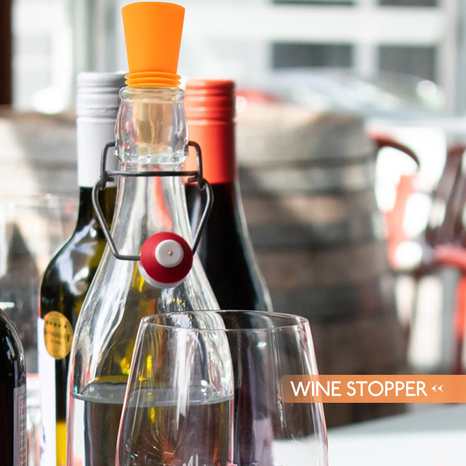 Tapón para botella de vino de acero inoxidable, sellador hermético reutilizable a prueba de fugas de silicona para vino tinto, blanco, licor, vinagre y aceite, 6 uds.