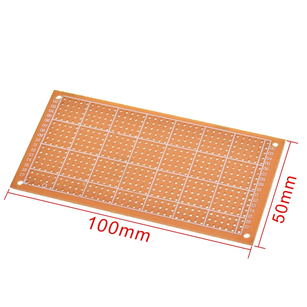 TZT Single Side Wholesale universal 5x10cm Solderless PCB Test Breadboard Copper Prototype Paper Tinned Plate Joint holes DIY