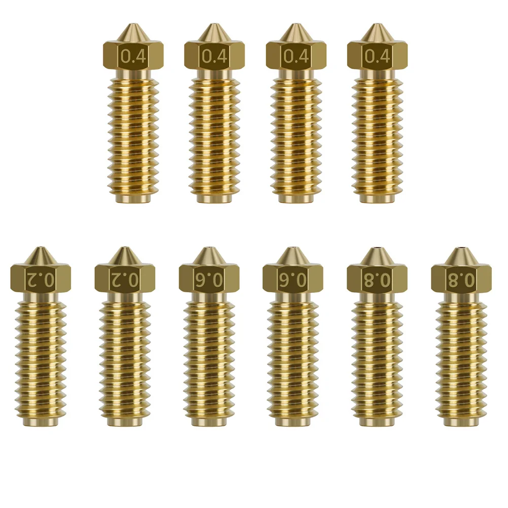 10pcs 0.4/0.2/0.6/0.8mm Brass Nozzle For 3D Printer Nozzle For Anycubic For Kobra 3 FDM Accessories For 3D Printer Accessories