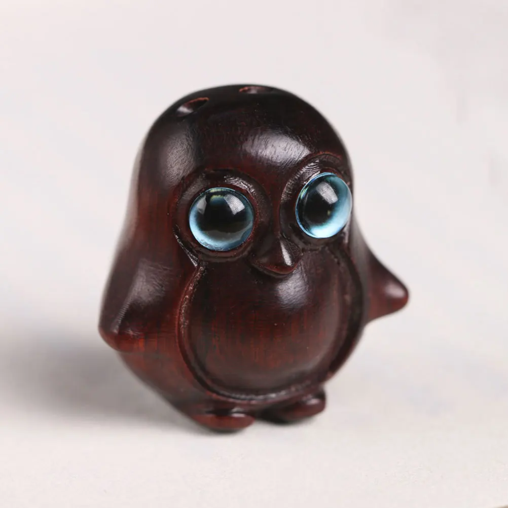 2Pcs Retro Wood Penguin Charm Key Hanging Adornment Car Interior Decoration Small Lightweight Penguin DIY Charm