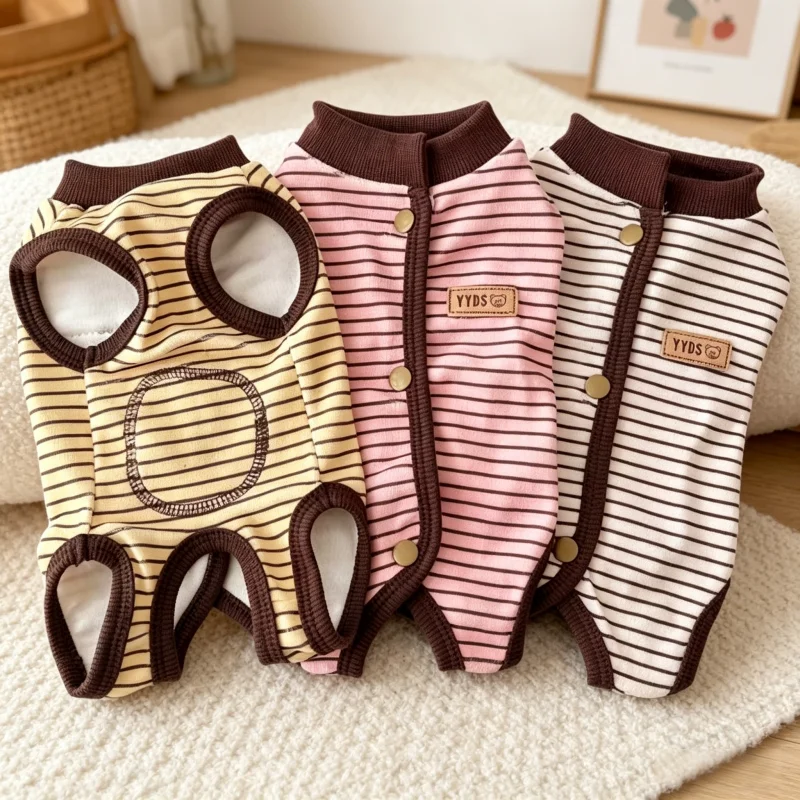 

Retro Striped Dog Jumpsuits Cute Soft Dog Clothes Fashion Puppy Jacket Summer Cat Pajamas Pet Overalls Dog Rompers Pet Outfits