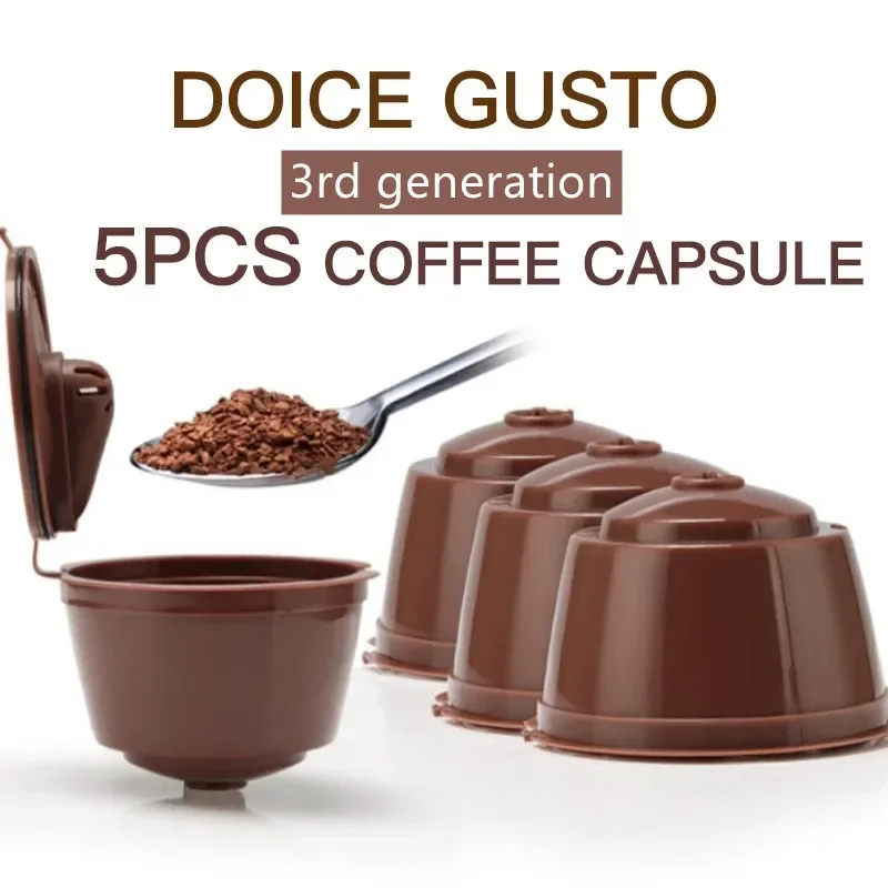 Cápsulas de café reutilizables recargables de 1-5 piezas, compatibles con Nescafé Dolce Gusto Brewers de 1ª y 3ª generación, acero inoxidable