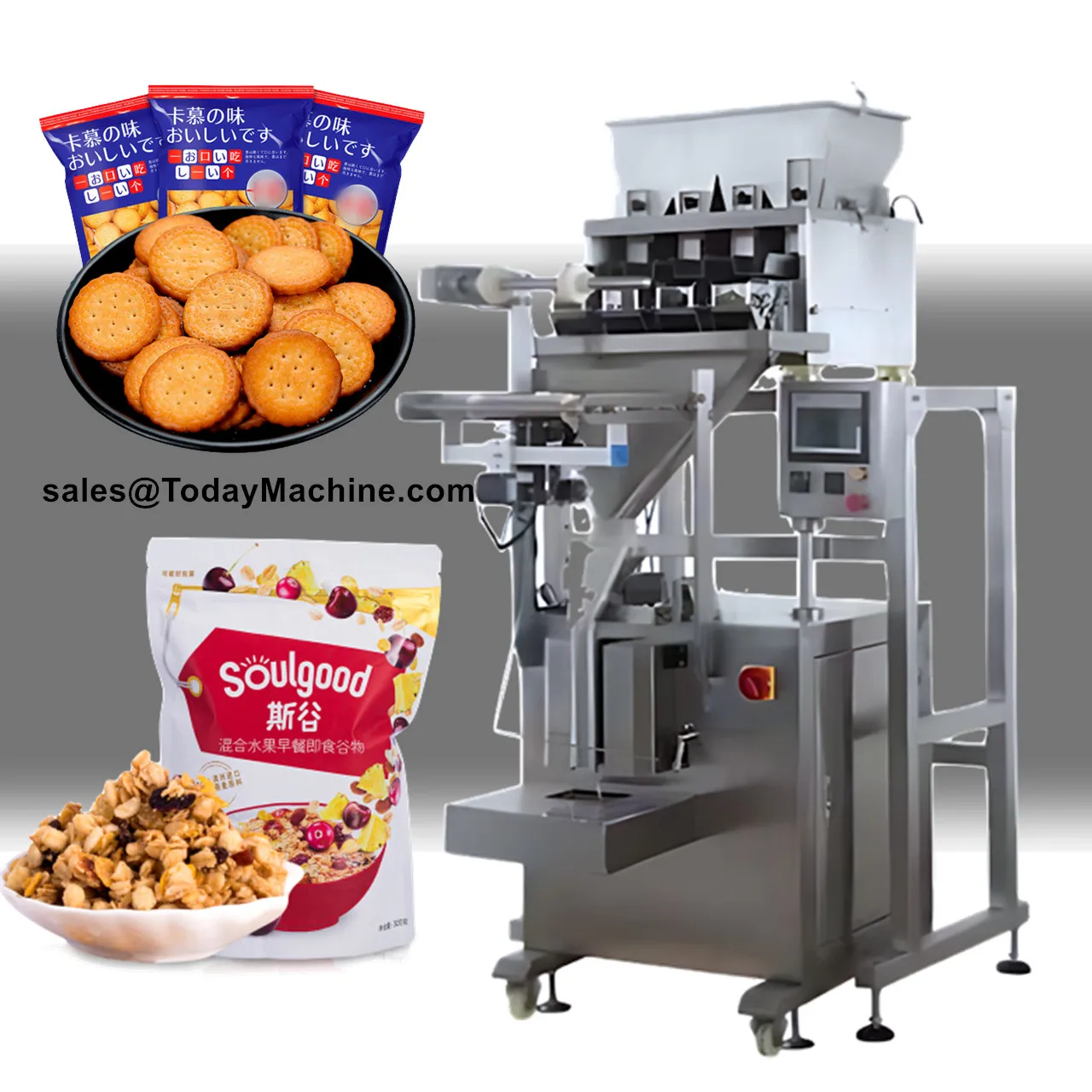 Vertical Packaging Machine Linear Weigher For Beef Jerky Popcorn Banana Chips