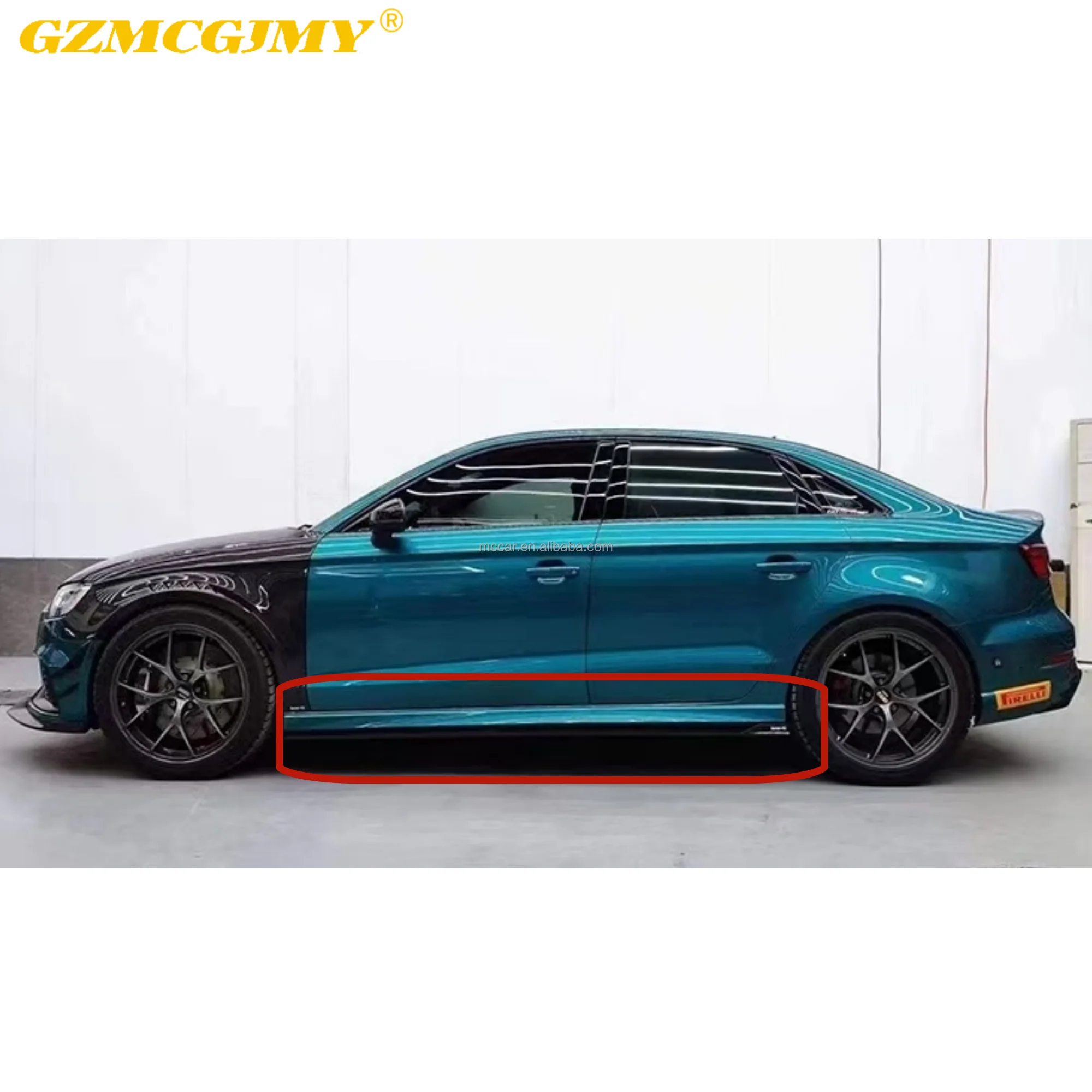 

High Quality Dry Carbon Fiber Car Parts Side Skirt For Audi RS3 2017-19 Car Bumpers Rocker Panels Side Skirts