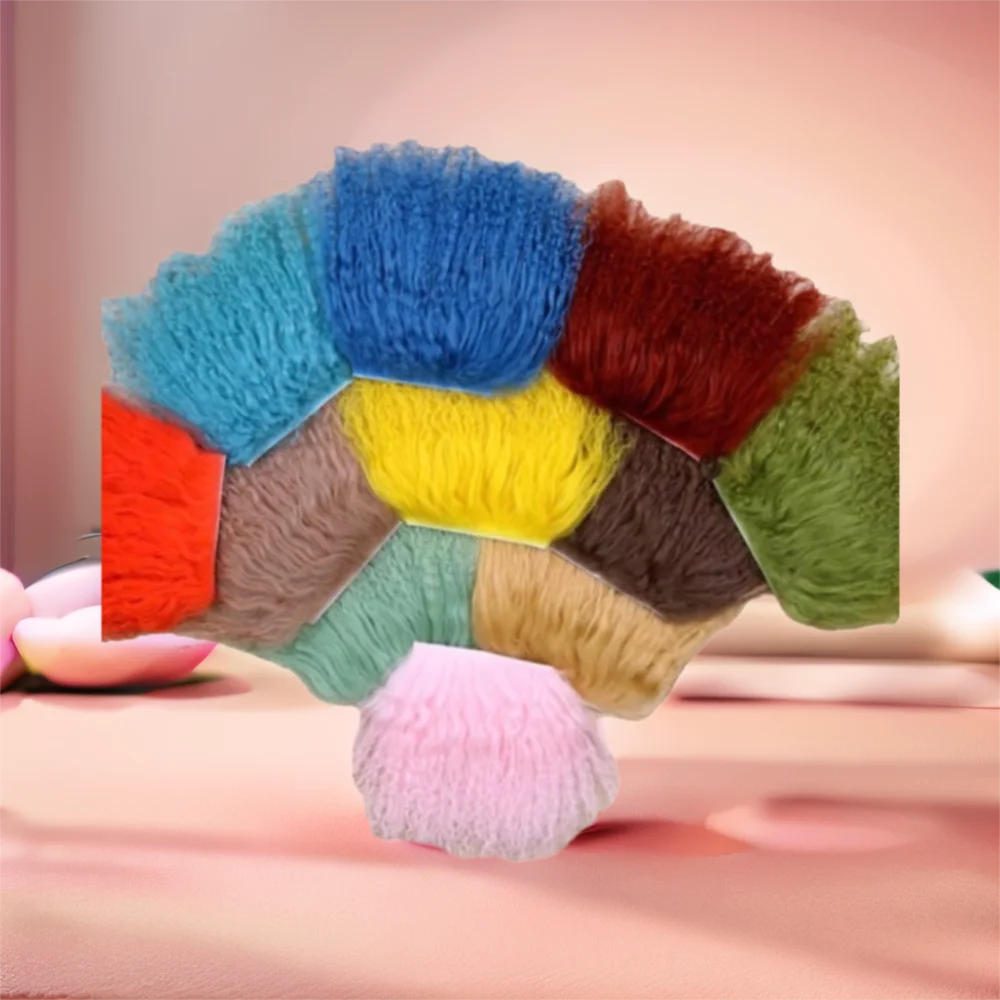 Mongolia Fur Sheepskin Wool Extensions Curly Texture Durable Lamb Fur Pelt Hair Row Curly Hair Extensions Doll Toy Accessories