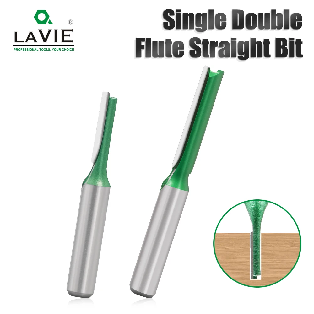 

LAVIE 1pc 8mm Shank Wood Router Bit 3-8mm Straight Flute Milling Cutter Woodworking Tool For Edge Trimming C08002