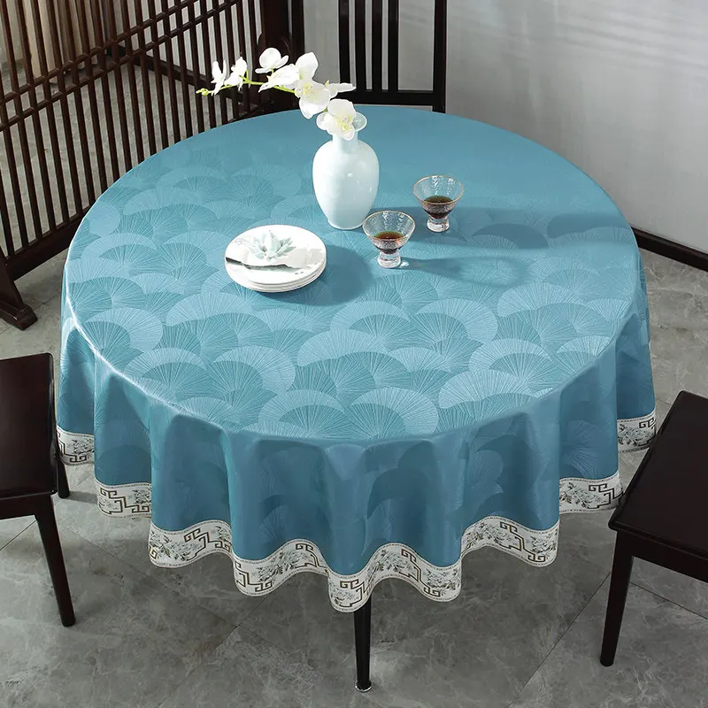 Round tablecloth waterproof, oil-proof, anti-scalding, no-wash household table cover, tablecloth, new Chinese style