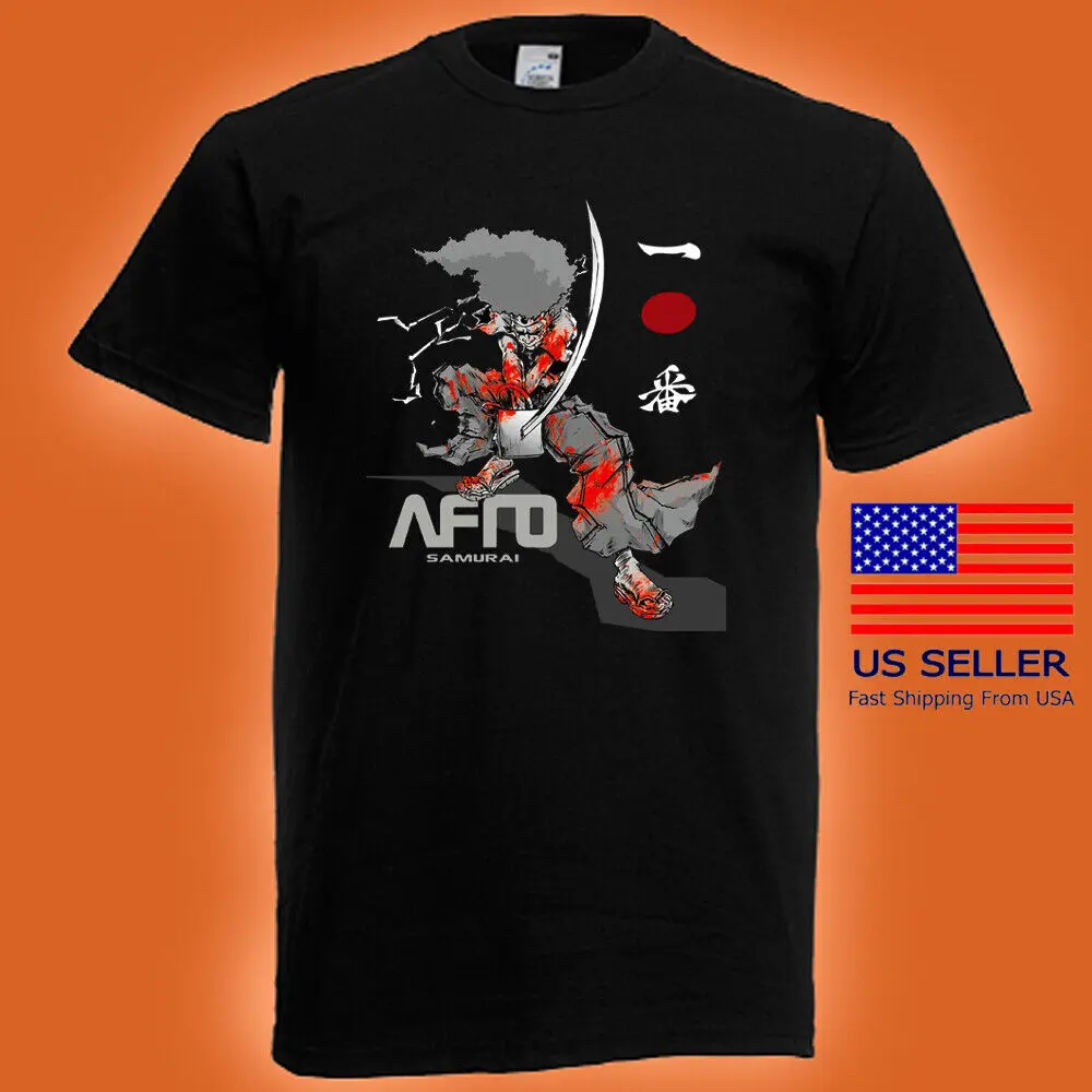 

Afro Samurai Anime Cartoon Men's Black T-shirt Size S to 5XL