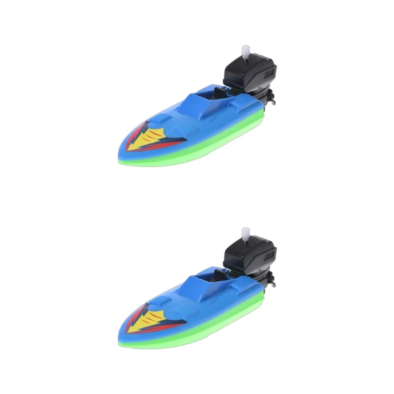 Wind-up Yacht Bathtub Toy Indoor Water for Play Floating Mini Cartoon Speed Boat Educational Clockwork Toy for Baby BPA-