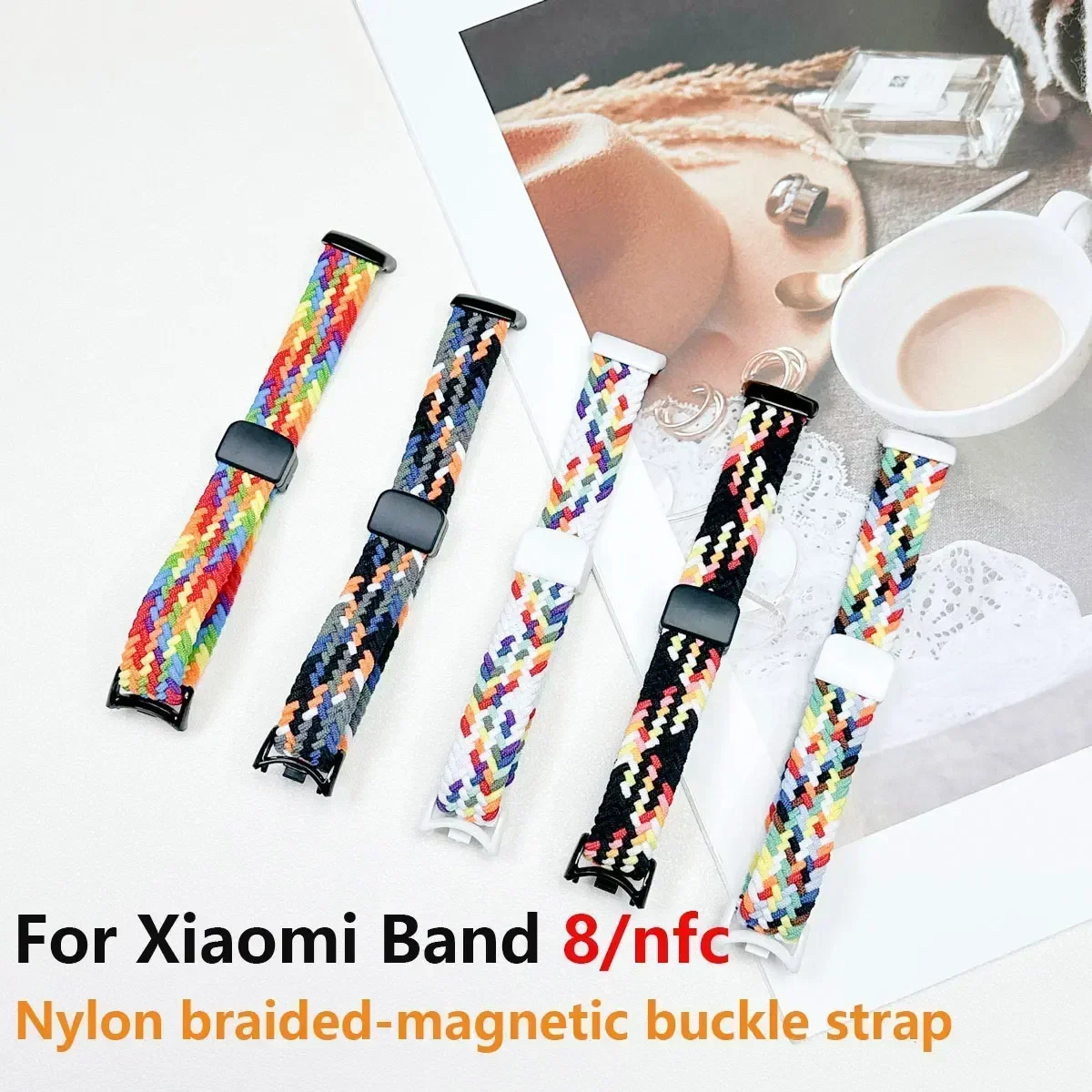 Nylon Braided Strap for Xiaomi Band 9 8 Wristband Magetnic Buckle Luxury Personality Bracelet for Mi Band 9/8 Replacement Correa
