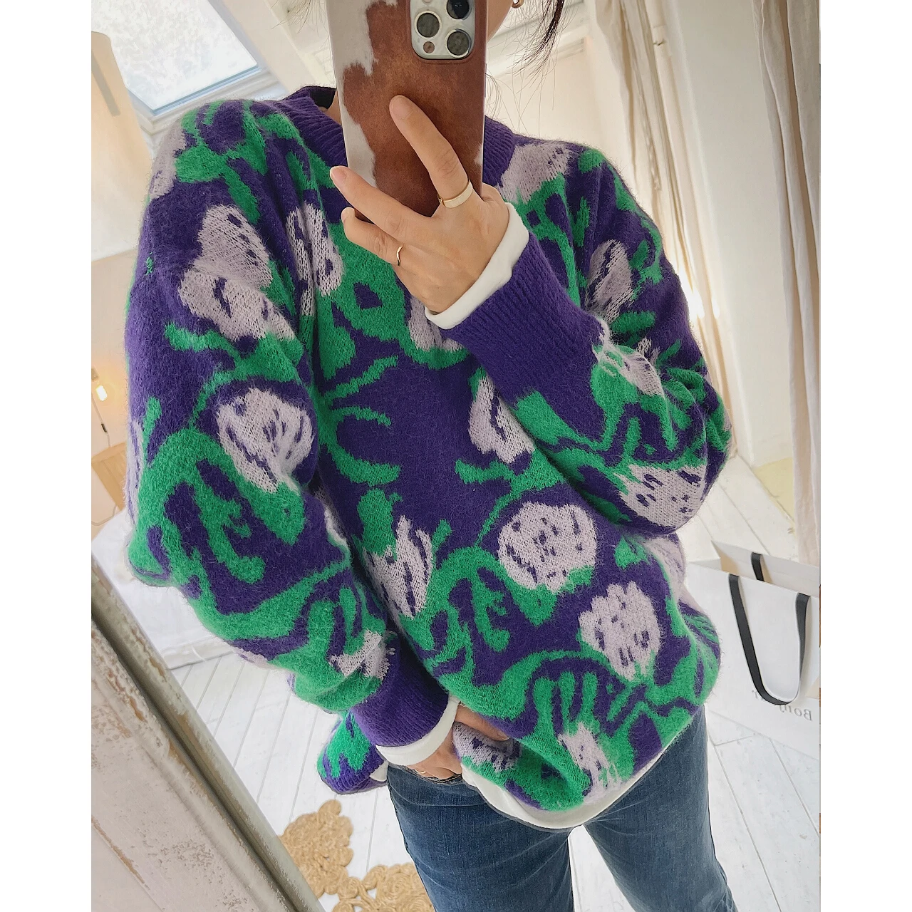 2022 Woman Y2k Plaid Floral Sweater Top Clothes Sweatshirt Cardigan Long Sleeve Oversize Goth Korean Fashion Fairy Grunge Oem