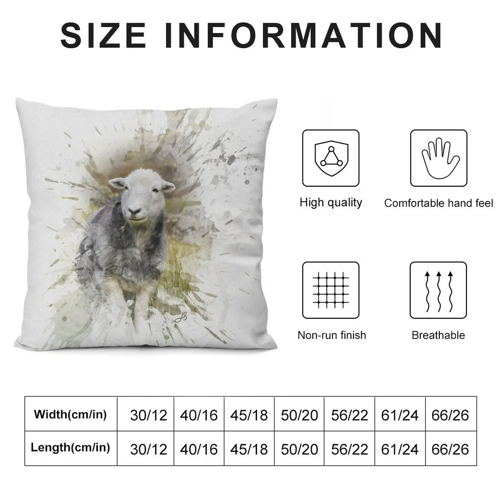 Herdwick Sheep Watercolour Photograph Throw Pillow luxury home accessories Cushion Cover Luxury Embroidered Cushion Cover pillow