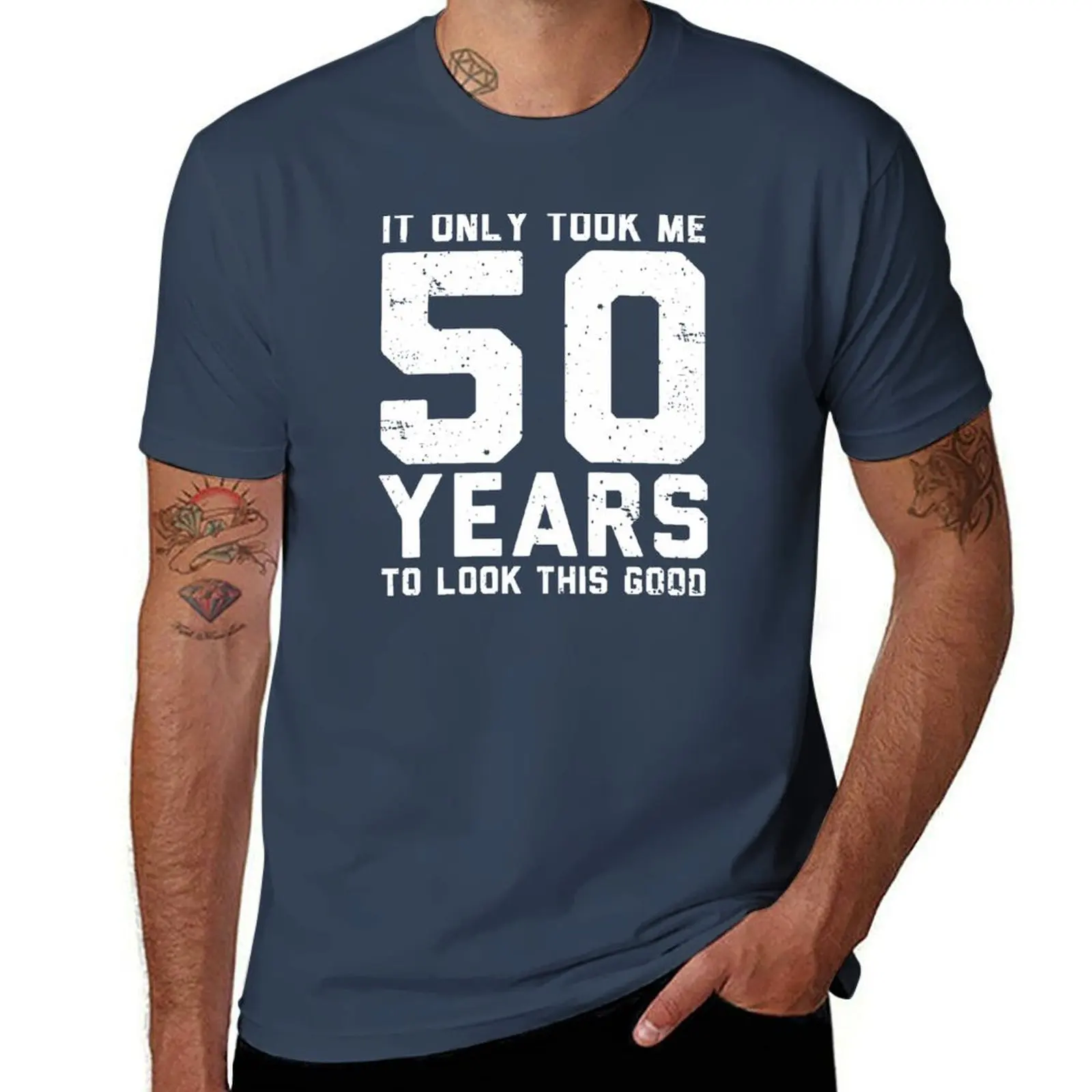 

It only took me 50 years to look this good, 50th Birthday Gifts T-Shirt Basic Solid Tee for Daily Use