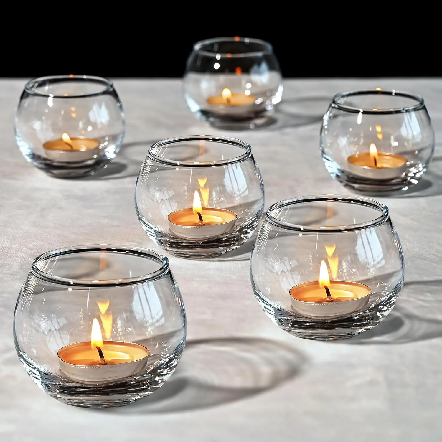 Set of 12 Transparent Glass Candle Holders for Engagement, Wedding, Party & Gifts 12pcs Colorful Choices Atmosphere Decoration