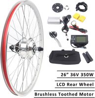 26inch 36V Electric Bicycle Rear Wheel E Bike Conversion Set Kit 350W Ebike Conversion, Electronic Power Brake with LCD Display