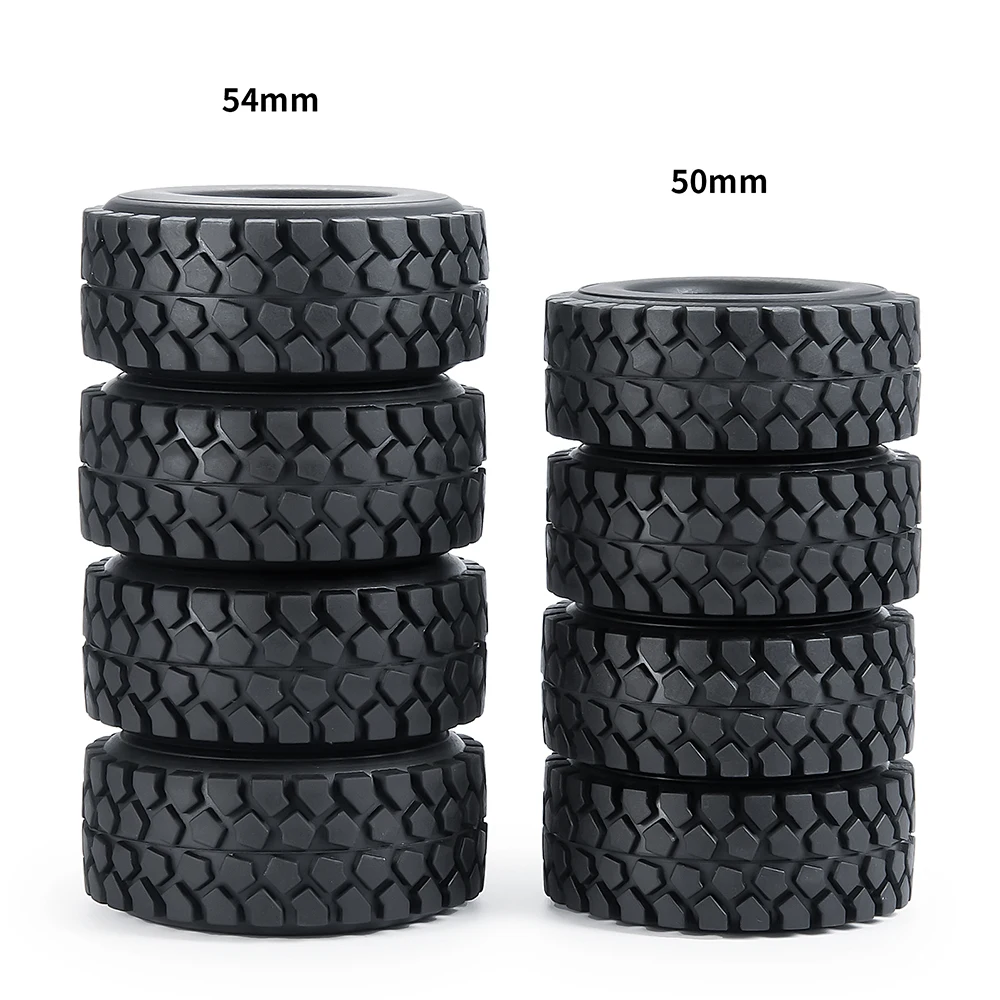 YEAHRUN 4Pcs 1/24 RC Car 1.0inch Soft Rubber All Terrain Wheel Tires 50/54mm for Axial SCX24 Upgrade Parts Accessories