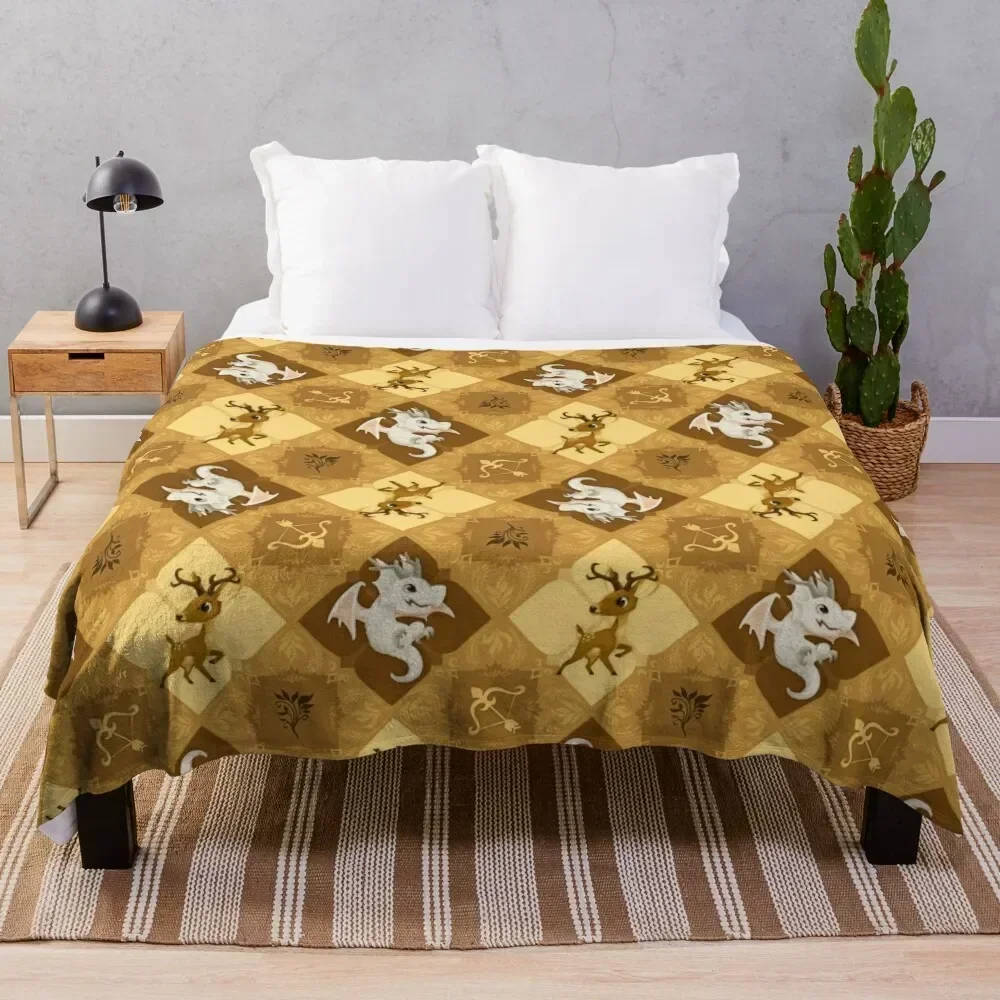 

Golden Deer Gingham Throw Blanket Warm Comfortable Blanket for Office Napping