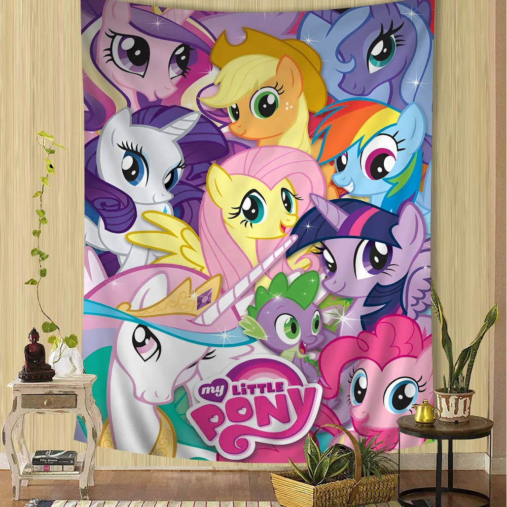 Cute M-My Cartoon P-Pony L-Little Anime Tapestry Hanging Tarot Hippie Wall Rugs Dorm Home Decor