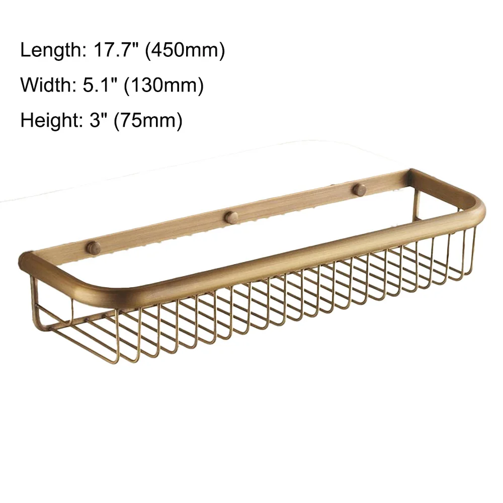 Vintage Retro Antique brass Wall Mounted Bathroom Shower Shelf Storage Basket Bathroom Accessory mzh120