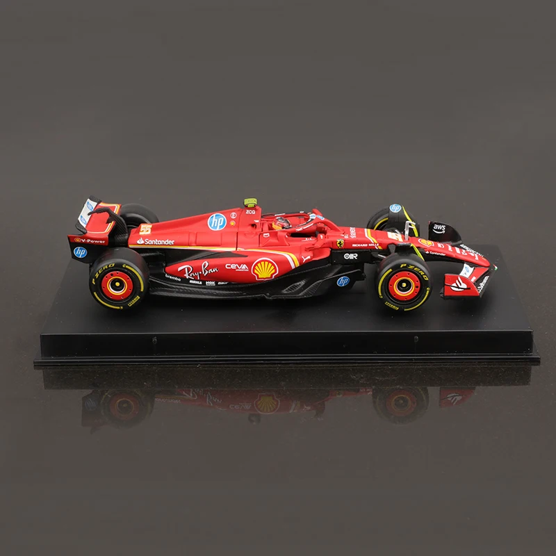 Bburago-لعبة سيارة سباق للأولاد ، صيغة Formula Ferrari ، سيارة معدنية ، Sf24 ، موديل Die Cast ، 16 Leclerc 55 Sainz ، F1 collece ، هدايا للأولاد ، جديدة