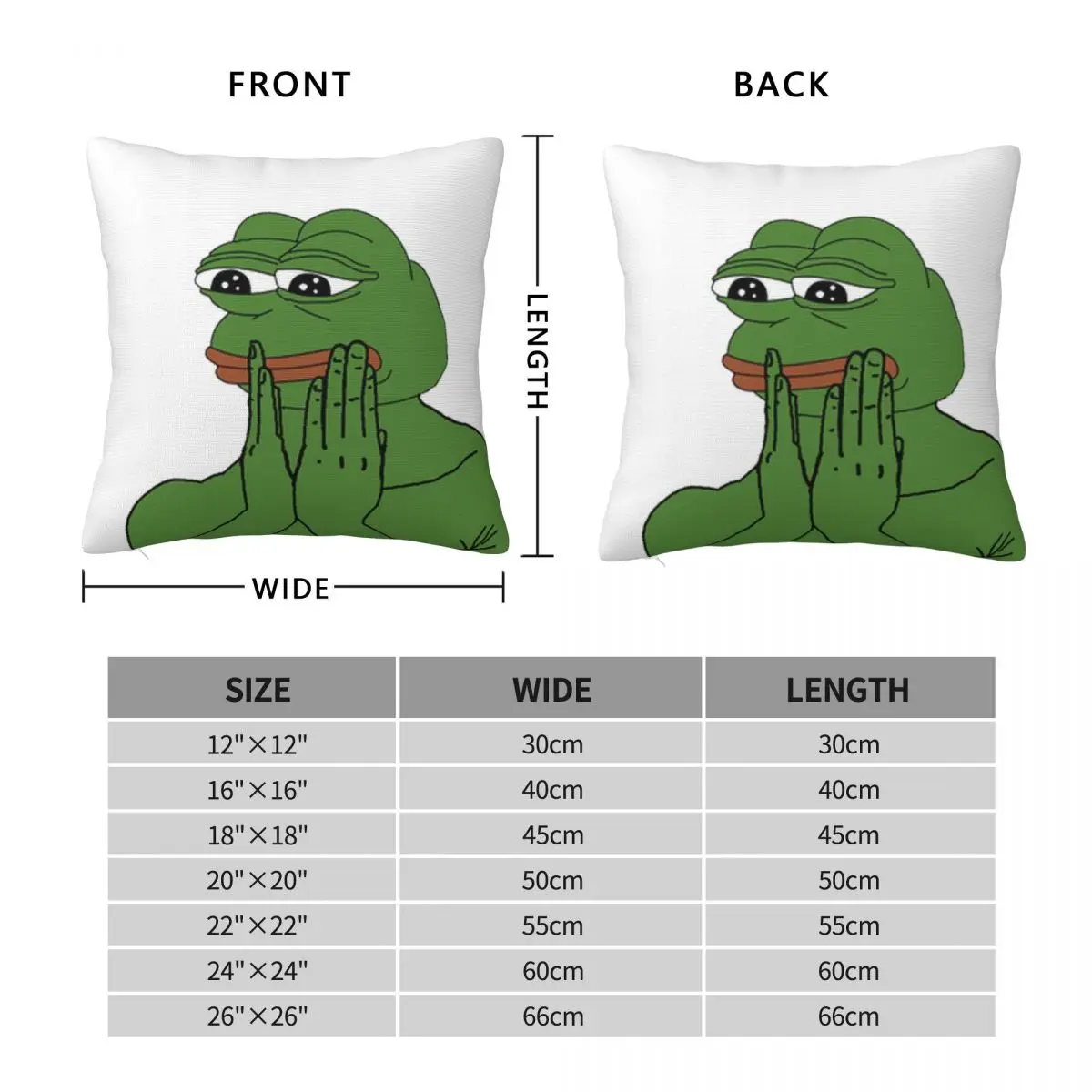 Pepe The Frog Square Pillowcase Polyester Linen Velvet Pattern Zip Decor Pillow Case Sofa Cushion Cover 18