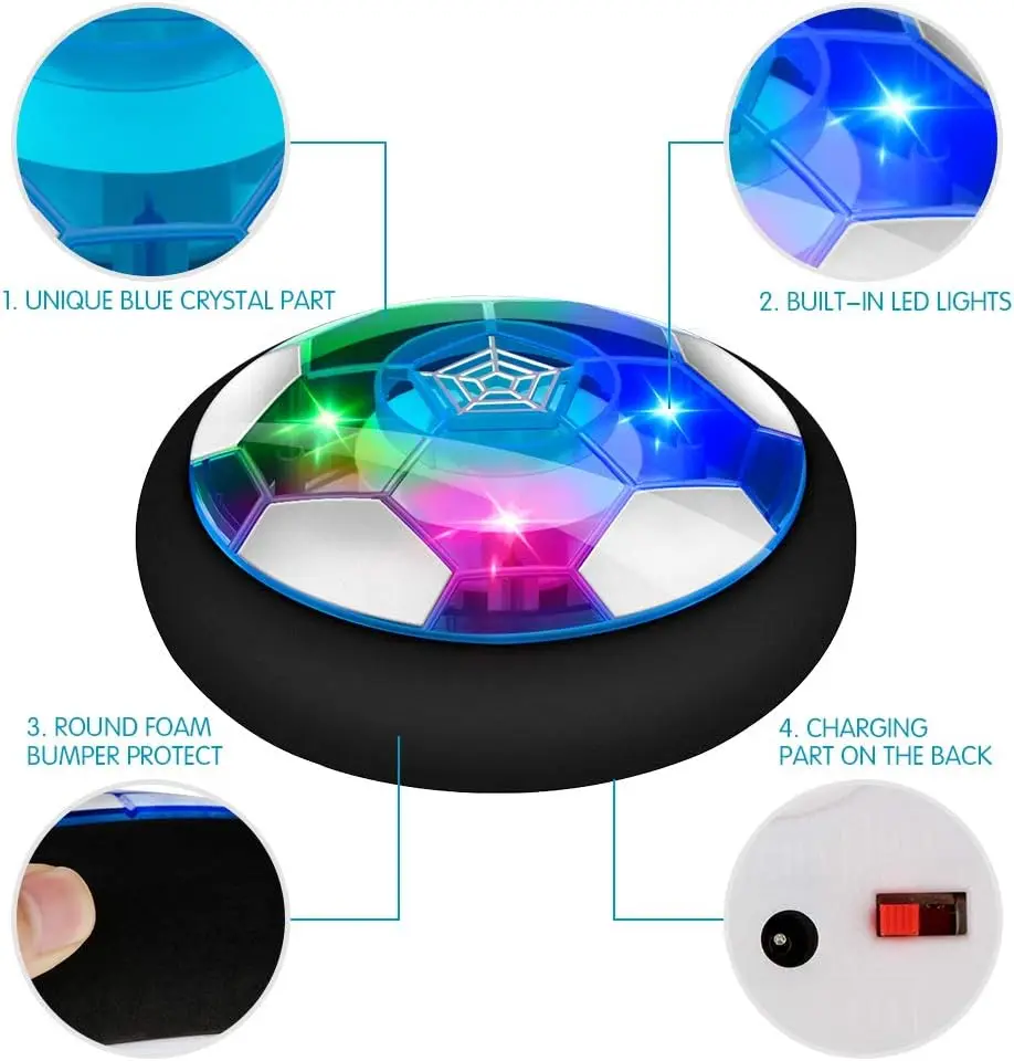 ألعاب للأولاد، لعبة كرة تدريب الطاقة الهوائية، كرة قدم LED بقوة هوائية، هدايا كرة القدم للأولاد والأطفال من سن 3 إلى 12 عامًا