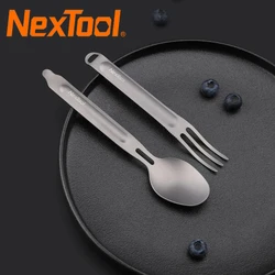 NexTool Fork Spoon 2-in-1 Outdoor Pure Titanium Spork Reusable Camping Tableware Case Stainless Steel Portable Camping Cutlery