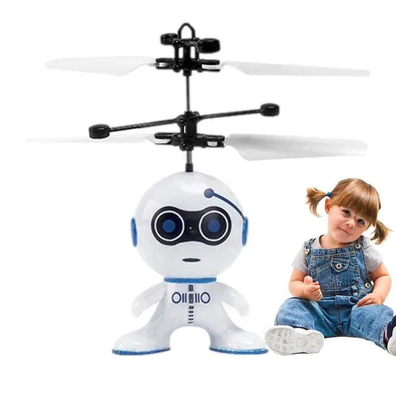 Robot Fly Toy Induction Robot With Conceal Power Switch Robot Helicopter Induction Flying Remote Control USB Charging Gift For