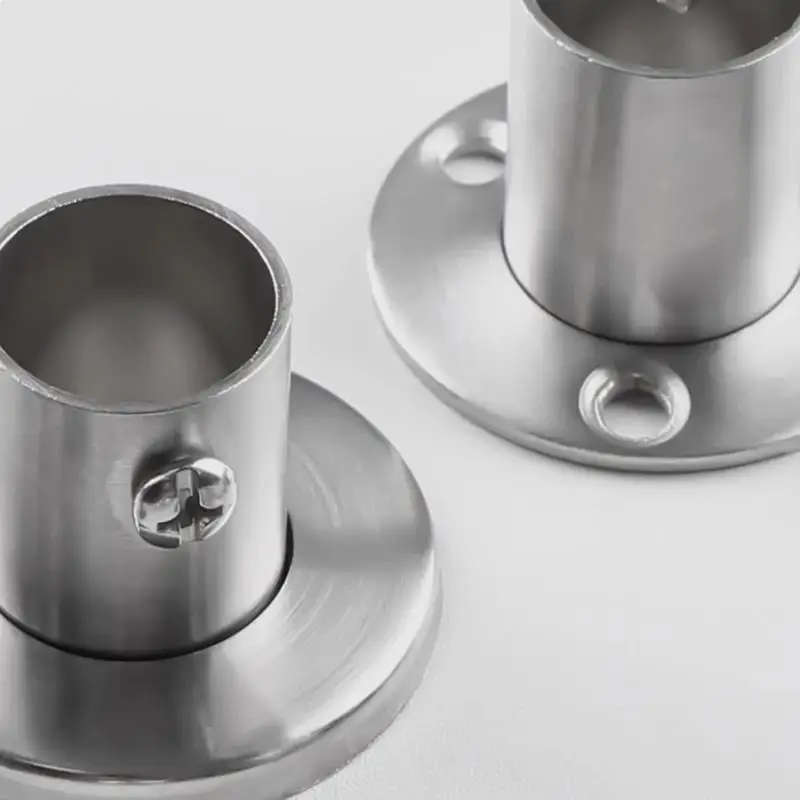 Stainless Steel Rod Holder Socket Flange for Closet Pipe 2pcs Wall Mount Bracket Heavy Load Easy Install Cupboard Hanger view 4