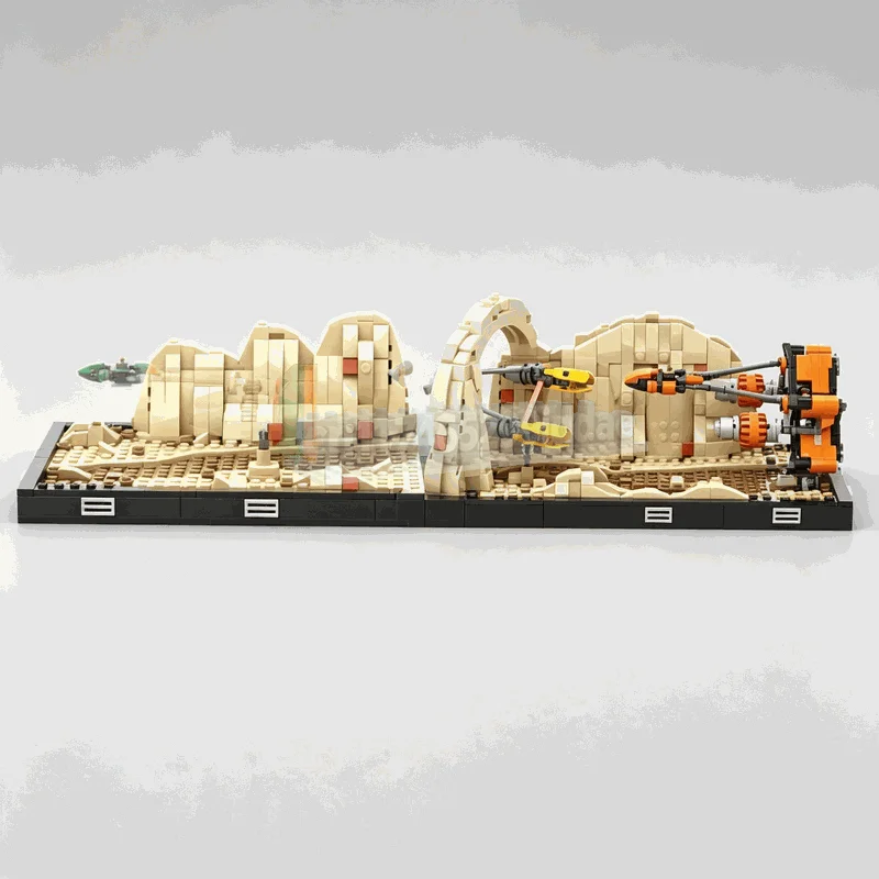 1088PCS Desert Racing Scene Podrace Arena Model Custom Puzzle Creative Building Blocks DIY Assembly Toy Display Gift Collection