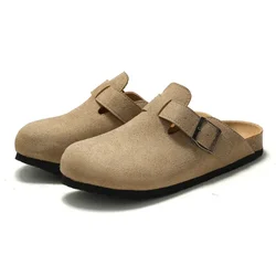 Klasyczne kapcie męskie z zamkniętymi palcami z korkiem Birken Stock Shoes Boston Clogs Cork Slides Mens Suede Beach Slippers Man