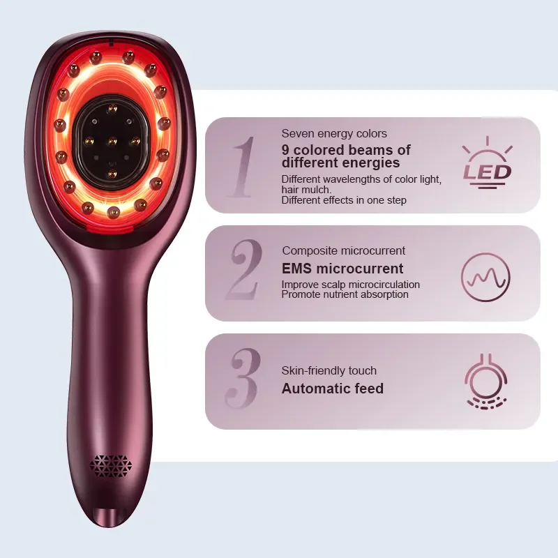 Head Essential Oil Massage Comb Vibratory Red and Blue Hair Growth and Anti-hair Loss -current Scalp Massager