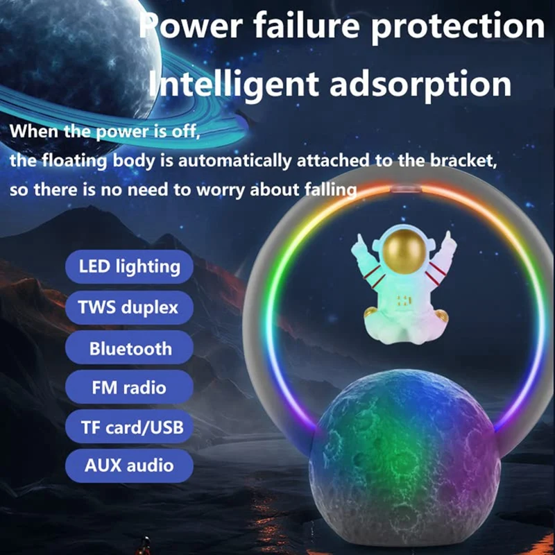 Outdoor Portable Mini Night Light Astronaut Night Light Home Creative Ornaments Outdoor Subwoofer Bluetooth Speaker