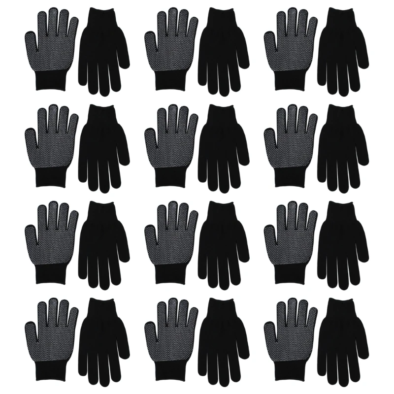 12 Pair Gloves With Rubber Dots, Single Sided PVC Dotted Working Gloves, Polyester And Cotton Work Gloves With Grip Dots