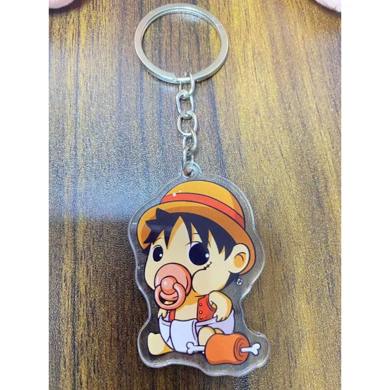 One Piece Kawaii Animation Creative Luffy Zoro Sanji Franky Shaking Keychain Pendant Clothes Bag Pendant Holiday Gift Wholesale