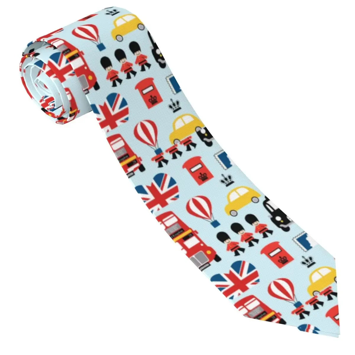 Custom British Flag London Red Bus Car Logo Tie Men Printed Necktie Four Seasons Fashion Tie Necktie For Birthday Gift