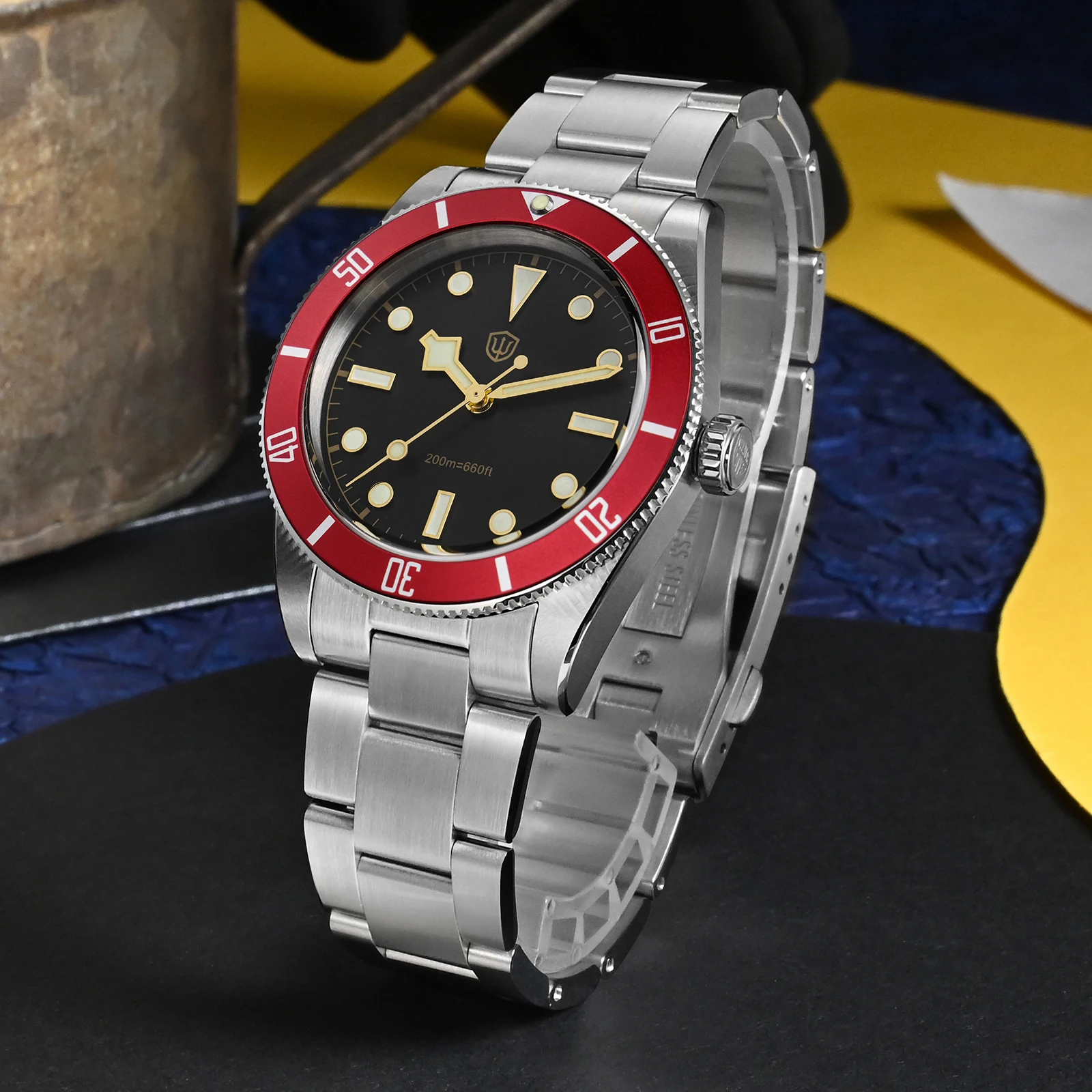 Watchdives WD7922 V2 BB54 Watch VH31 Sweep Second Movement Sapphire Crystal 20bar Waterproof C3 Luminous 37mm Vintage Watches