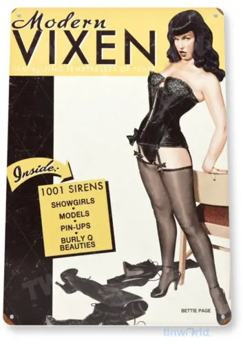 Letrero Metálico Decorativo de Pared con Diseño de Vixen, Estilo Pin-up, A246-Aluminio