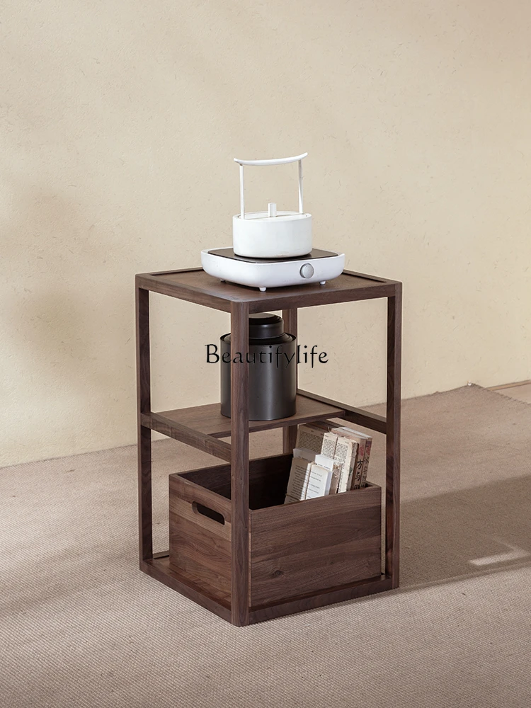 Black Walnut Solid Wood Simplicity Portable Boiling Table Small Tea Stand Side Cabinet